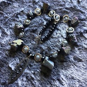 Rainbow Titanium Druzy Pendant Necklace w/ Glass